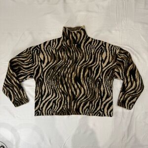 Zara Animal Print Knit Turtleneck Sweater Size S